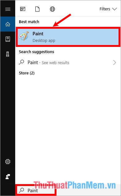 Nhập từ khóa Paint trong phần tìm kiếm search box