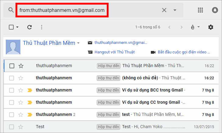 Sử dụng câu lệnh From để tìm kiếm địa chỉ email