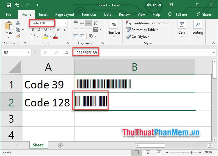 Tạo mã vạch trong Excel - 1