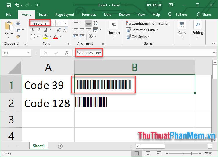 Tạo mã vạch trong Excel - 2