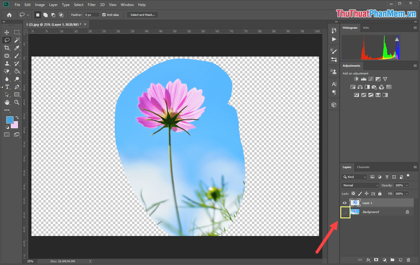 Tắt con mắt của Layer Background