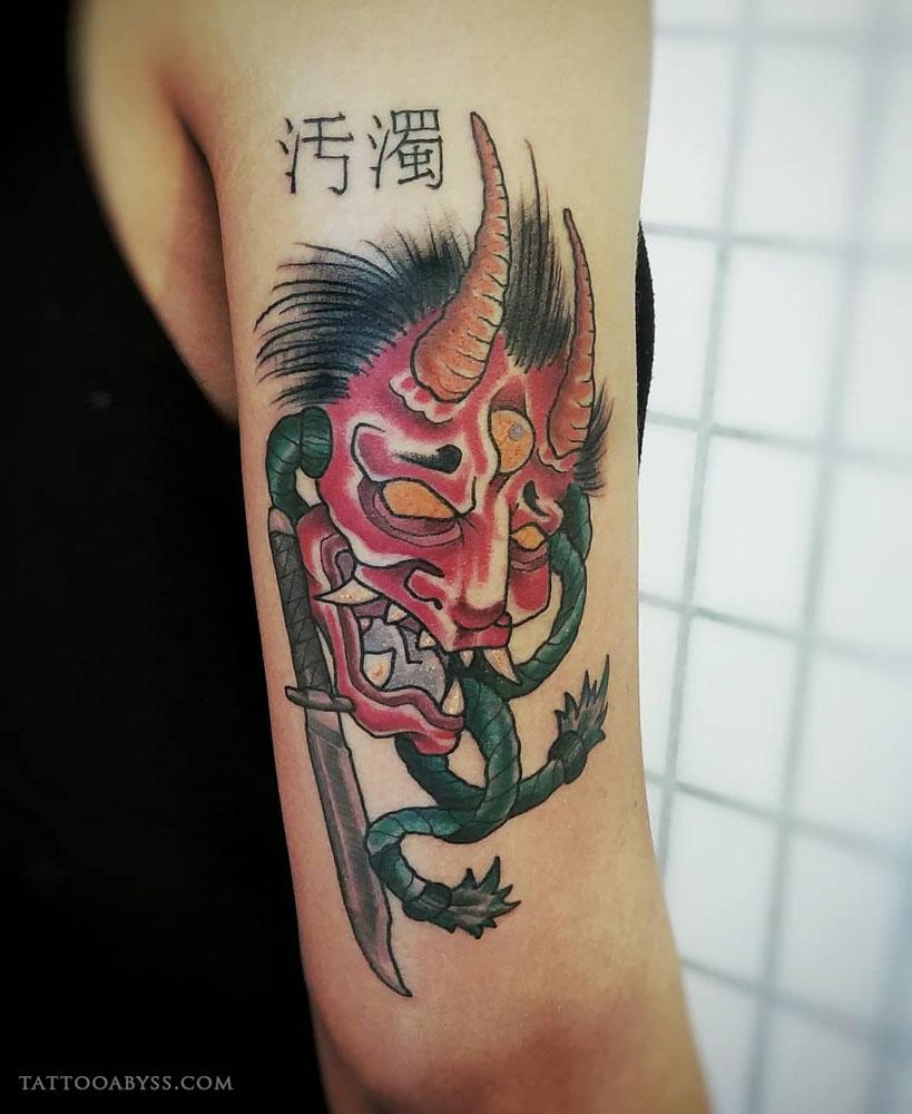 Tattoo mặt nạ quỷ Oni đẹp nhất