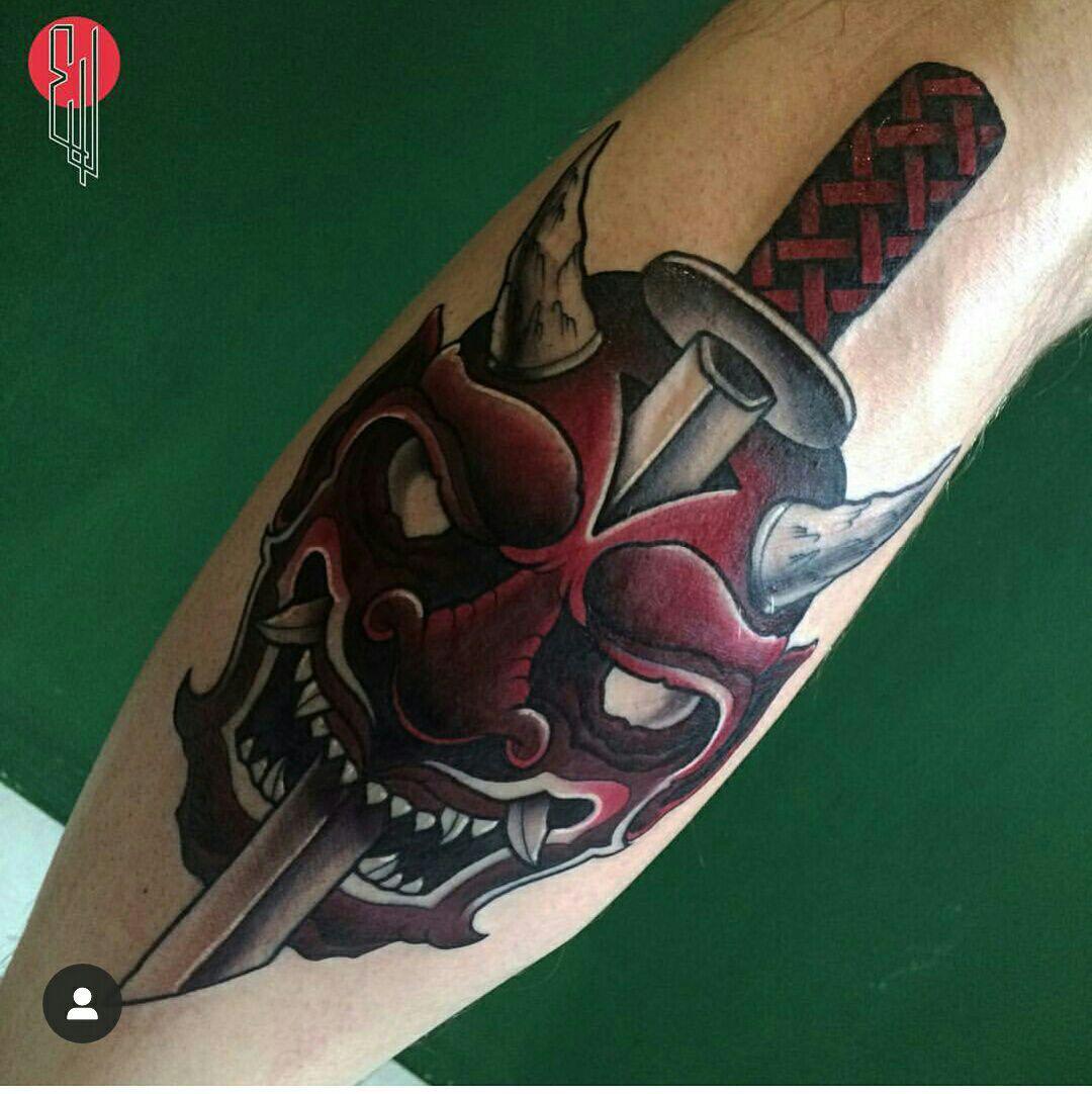 Tattoo mặt nạ quỷ Oni độc ác