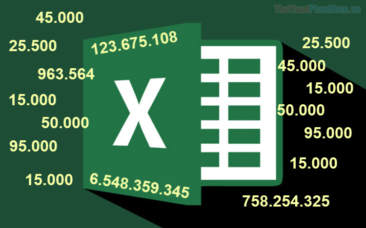 Thêm dấu chấm vào dãy số trong Excel