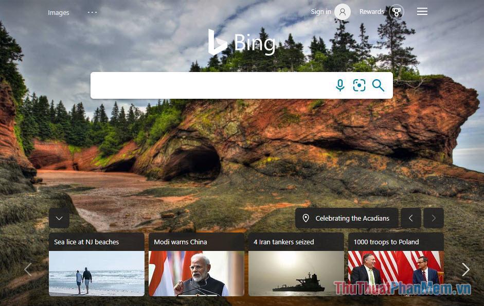 Thiết kế trang chủ Bing