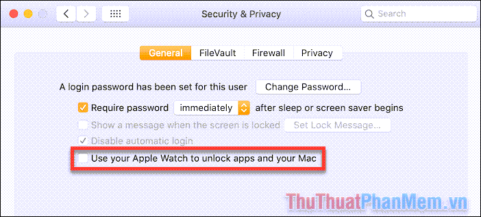 Tích vào ô bên cạnh dòng chữ Use Apple Watch to unlock apps and your Mac