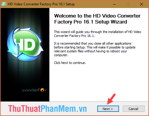 Tiến hành cài đặt phần mềm HD Video Converter Factory Pro