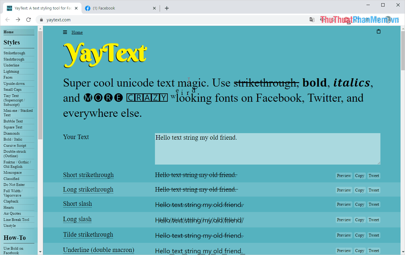 Tiến hành truy cập trang chủ Yaytext