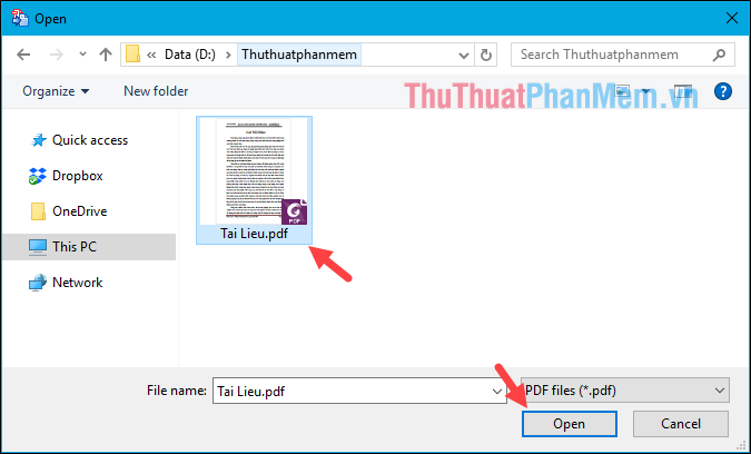 Tìm đến thư mục chứa file PDF cần chuyển đổi