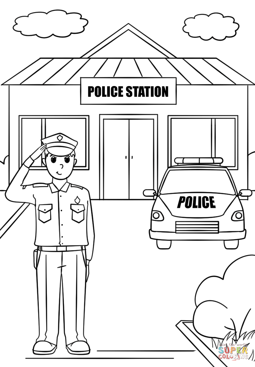 Tô màu chú công an và sở cảnh sát