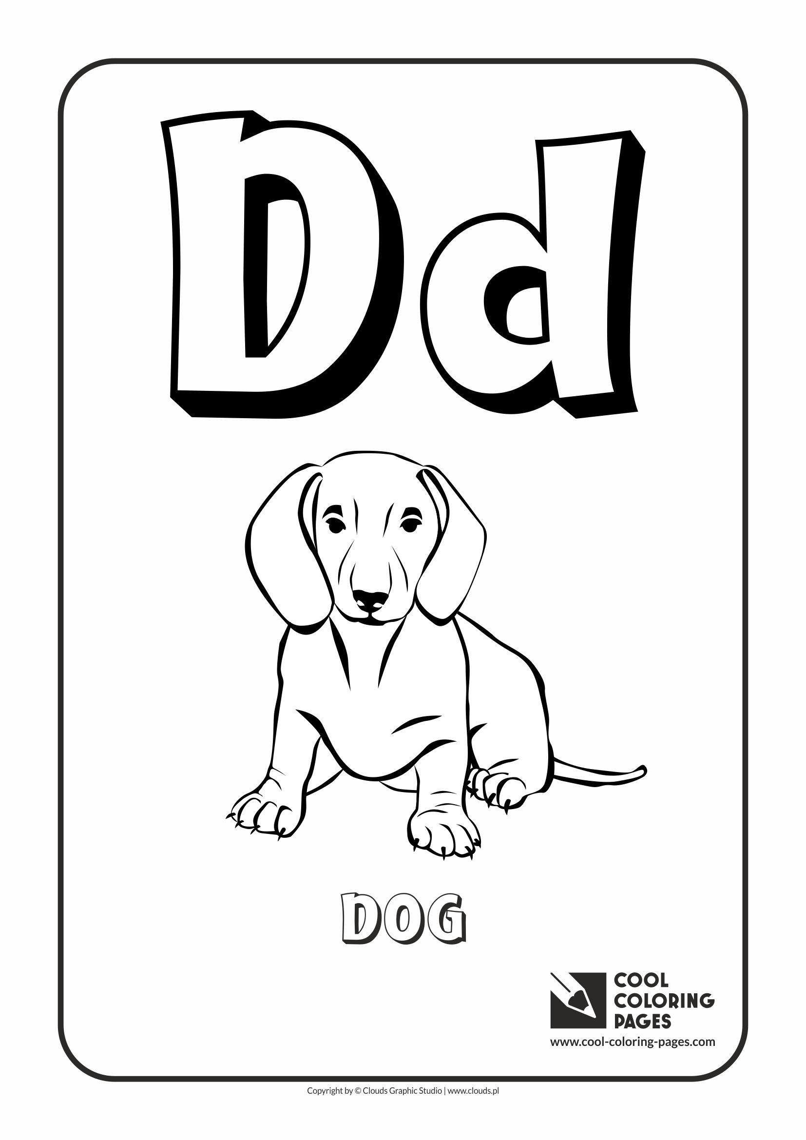 Tranh tô màu chữ cái D con chó
