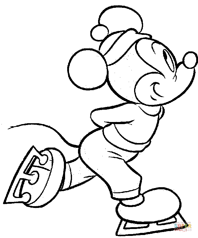 Tranh tô màu chuột Mickey trượt băng nghệ thuật