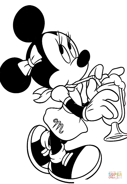 Tranh tô màu chuột Mickey uống nước hoa quả