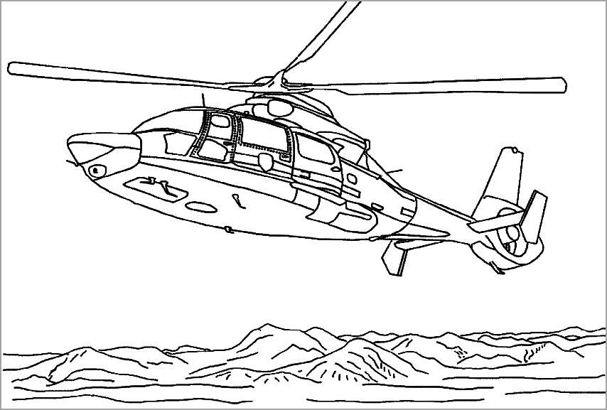 Tranh tô màu hình máy bay trực thăng