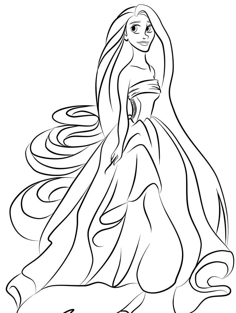 Tranh tô màu truyện công chúa tóc mây
