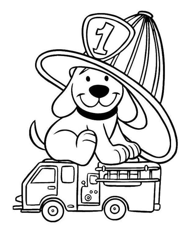 Tranh tô màu xe cứu hỏa và chú chó