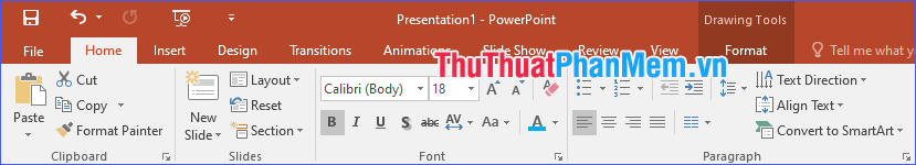 Tùy chỉnh font size trong tab Home