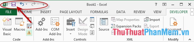 Lưu trong trình đơn nhanh của Excel