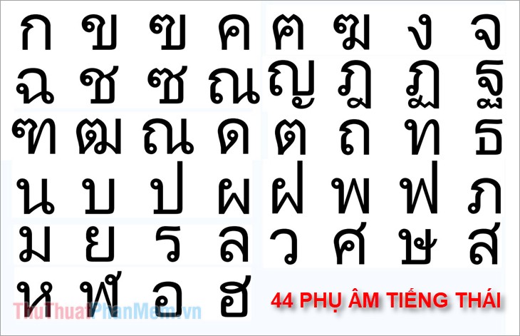 44 phụ âm tiếng Thái