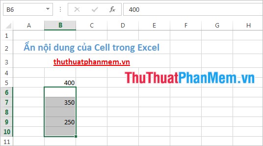 Ẩn nội dung của Cell trong Excel 2