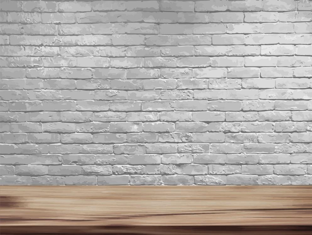 Background bàn gỗ và tường gạch