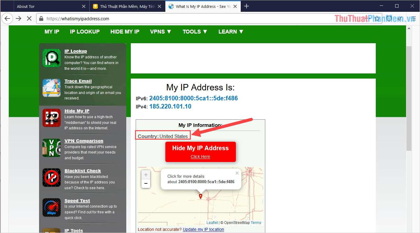 Bạn có thể kiểm tra địa chỉ IP để biết xem chúng ta đang kết nối từ đâu