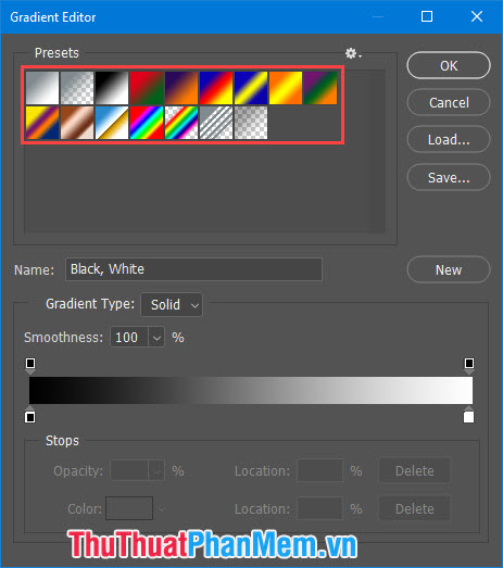 Bạn có thể tạo ra cho mình bảng màu gradient riêng với hai tùy chọn là Gradient solid (màu đơn) và Gradient noise (màu phối hợp)
