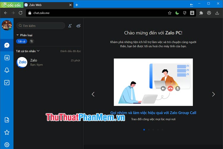 Bạn sẽ thấy phiên bản Zalo web cũng được chuyển đổi theo