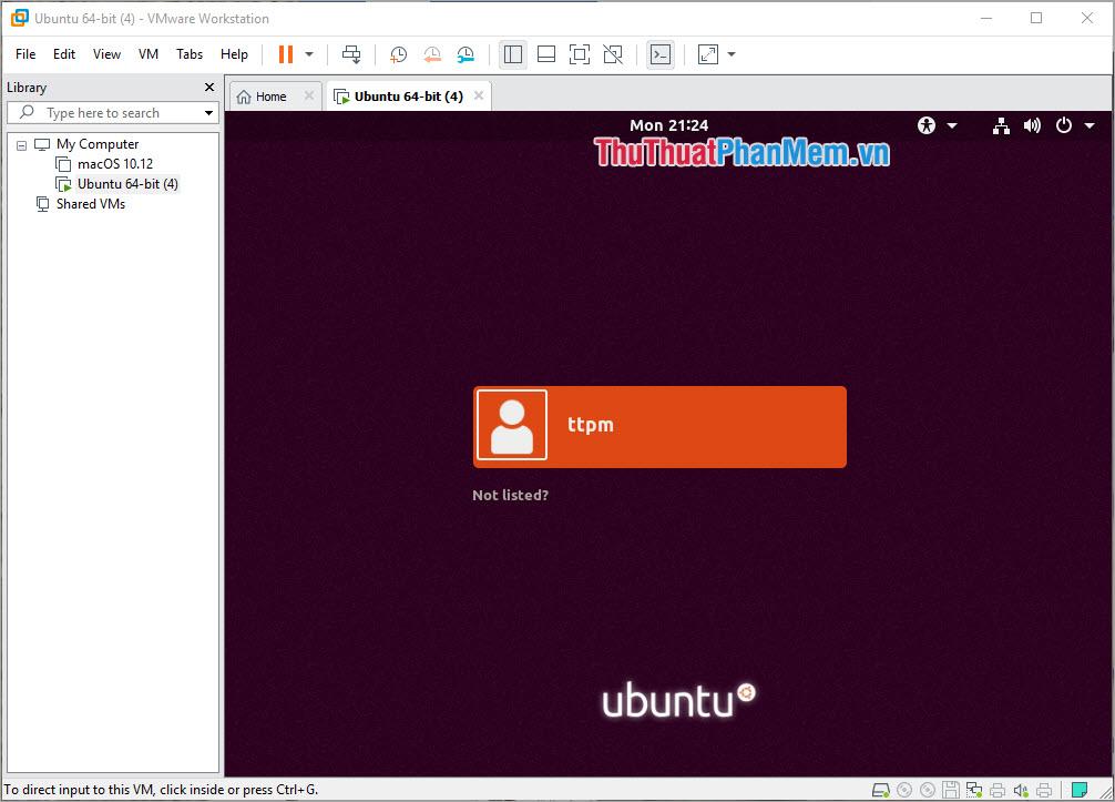 Bạn tiến hành đăng nhập vào Ubuntu