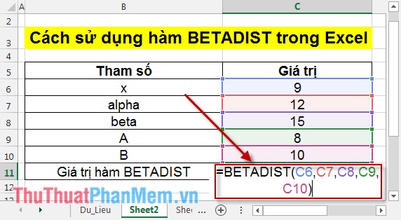 Cách sử dụng hàm BETADIST trong Excel 2