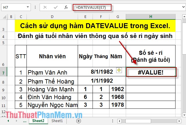 Cách sử dụng hàm DATEVALUE trong Excel 4