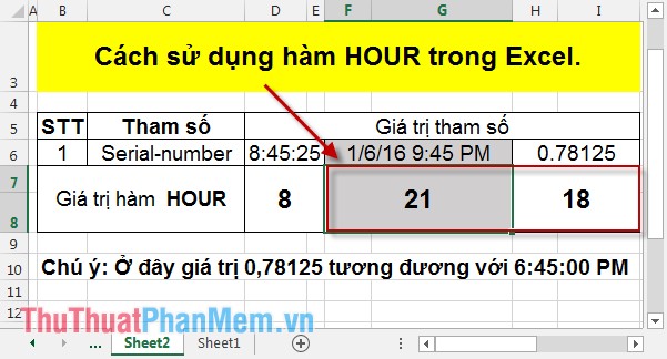 Cách sử dụng hàm HOUR trong Excel 4