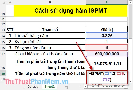 Cách sử dụng hàm ISPMT 4