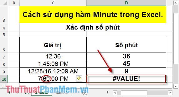 Cách sử dụng hàm Minute trong Excel 5