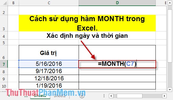 Cách sử dụng hàm MONTH trong Excel 2