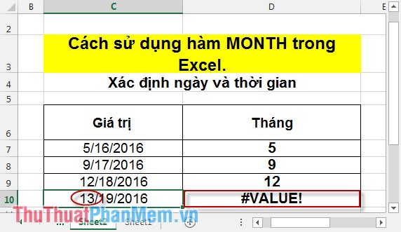 Cách sử dụng hàm MONTH trong Excel 5