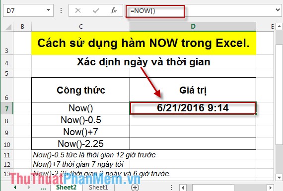 Cách sử dụng hàm NOW trong Excel 3