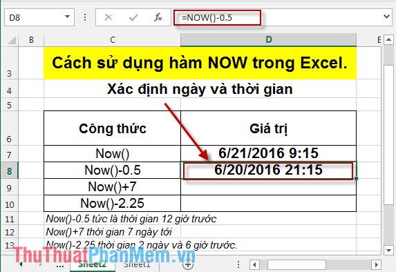Cách sử dụng hàm NOW trong Excel 5