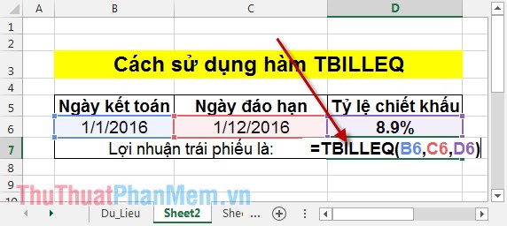 Cách sử dụng hàm TBILLEQ 2