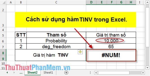 Cách sử dụng hàm TINV trong Excel 4