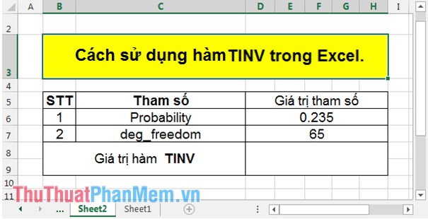 Cách sử dụng hàm TINV trong Excel