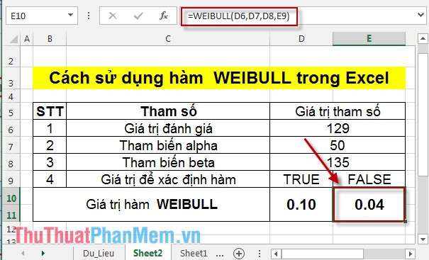 Cách sử dụng hàm WEIBULL trong Excel 5