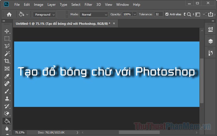 Cách tạo đổ bóng chữ trong Photoshop