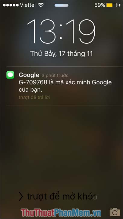 Chờ một lát, Google sẽ gửi mã xác nhận về điện thoại của bạn
