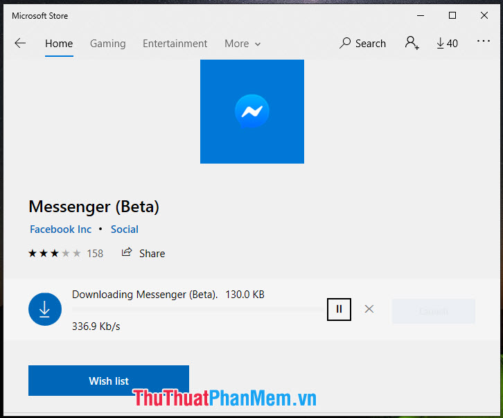 Chờ trong giây lát để Messenger sẽ tự động tải về