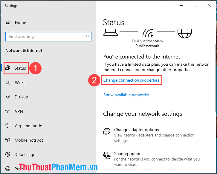 Chọn Change connection properties