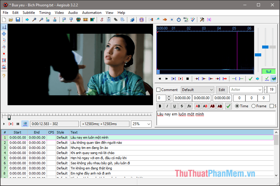 Chọn File - Open Subtitles... và mở file text vừa tạo