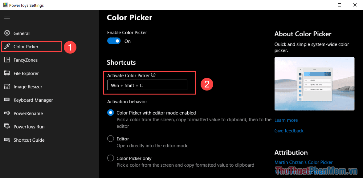 Chọn mục Color Picker để mở công cụ lấy mã màu