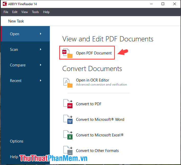 Chọn Open PDF Document