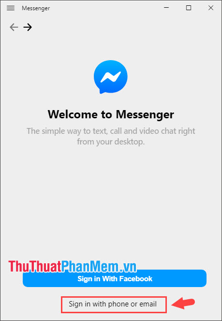 Chọn Sign in with phone or email